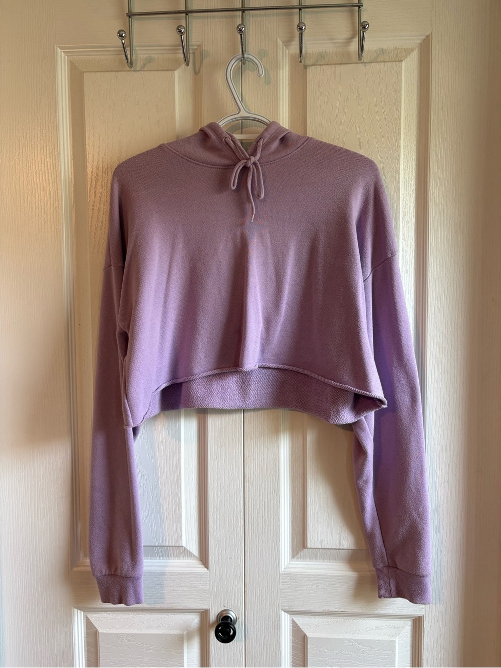 Cropped Lilac Hoodie with Drawstring